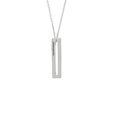 Narrow Rectangle Necklace Brushed Silver