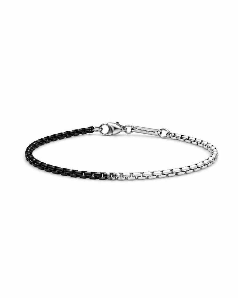 Box Chain Bracelet Black and Silver