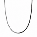Box Chain Necklace Black and Silver in polished sterling silver and black ruthenium