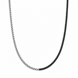 Box Chain Necklace Black and Silver in polished sterling silver and black ruthenium