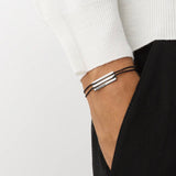 Double Punched Bracelet Polished Silver