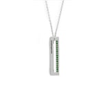 Narrow Rectangle Necklace Brushed Silver / Pavé Green