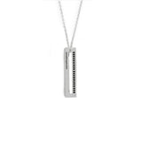 Narrow Rectangle Necklace Brushed Silver / Pavé Black