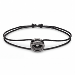 Origin Bracelet Black with black cord and black rhodium sterling silver centerpiece
