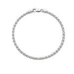 Silver braided bracelet on a white background
