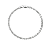 Silver braided bracelet on a white background