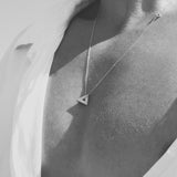 Small Triangle Necklace Brushed Silver