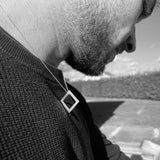 Square Necklace Brushed Silver