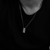 Double Punched Necklace Brushed Silver