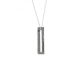 Narrow Rectangle Necklace Vintage Silver