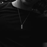 Narrow Rectangle Necklace Brushed Silver