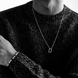 Rectangle Necklace Brushed Silver