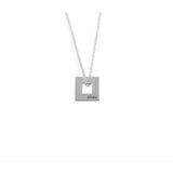Small Square Necklace Polished Silver