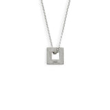 Small Square Necklace Brushed Silver