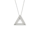 Punched Triangle Necklace Brushed Silver